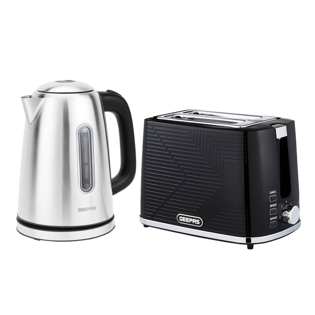 Geepas Unisex Black 1.7L Illuminating Electric Kettle & 2 Slice Bread Toaster Combo Set In - Image 6