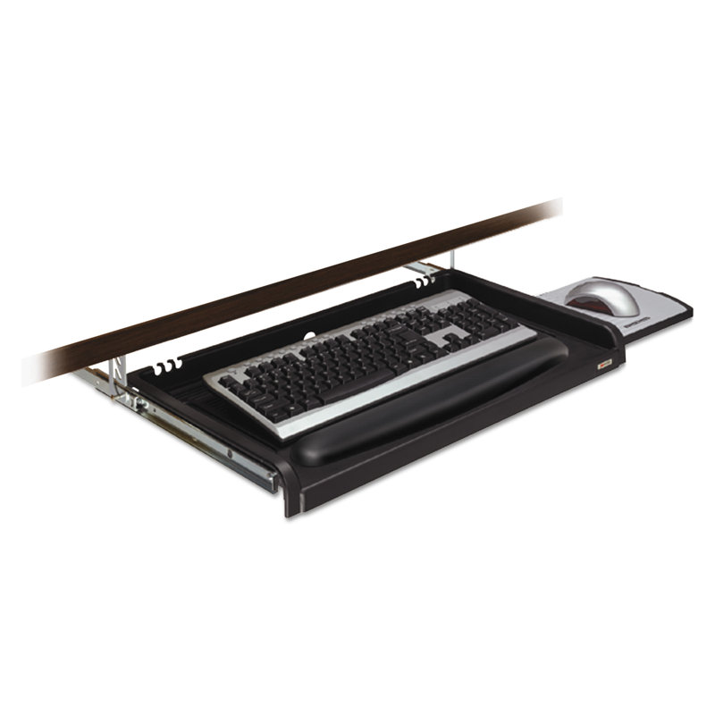 Black Adjustable Under Desk Keyboard Drawer with Gel Wrist Rest