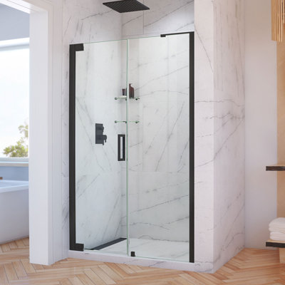 DreamLine Elegance-LS 52,5 - l 54,5 po x H 72 po porte de douche pivotante sans cadre en noir mat