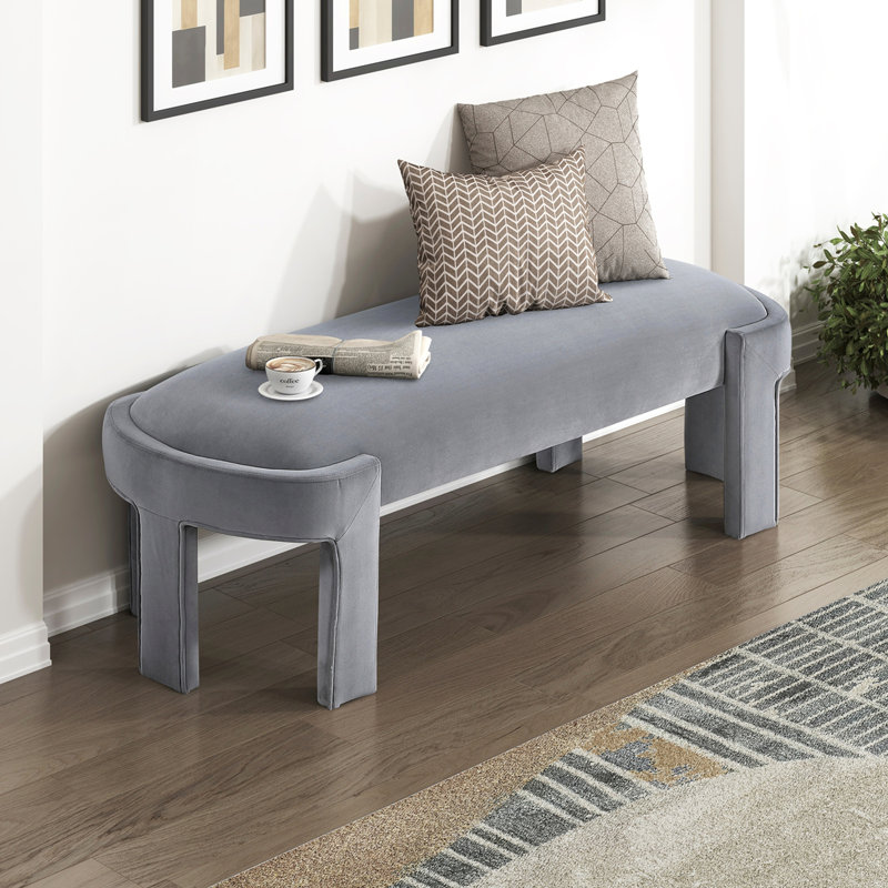 Banc rembourré élégant, Gris
