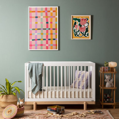 dadada Baby Bliss 4-in-1 Convertible Crib to Toddler Bed & Floor Bed – Made in Italy, GREENGUARD Gold Certified, Baby-Safe Finish, Sustainable Beechwood, Modern Design, 4 Adjustable Heights (White + Natural)