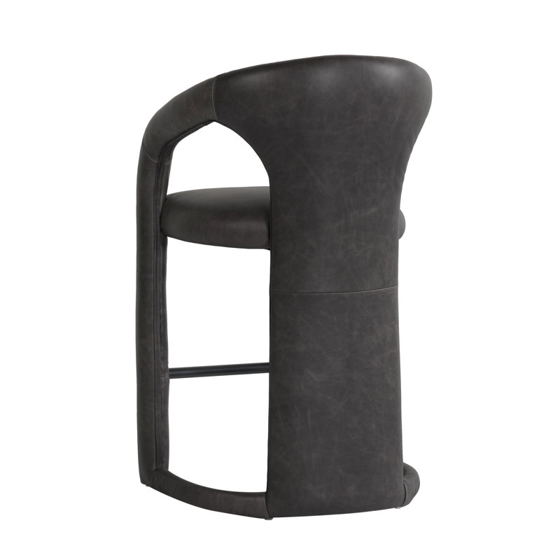 Archie Leather Counter Stool, Charcoal