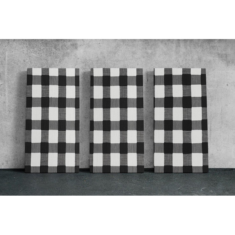 Reproduction d'art de ferme rustique à carreaux Buffalo, tissu noir et blanc rustique, PRÊT À ÊTRE SUSPENDU