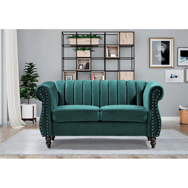 Capri 59.1'' Velvet Loveseat, Green Velvet