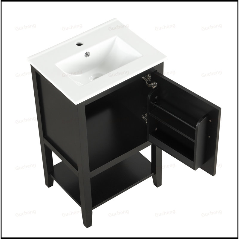 Meuble-lavabo à fermeture en douceur 20 po avec lavabo, Black