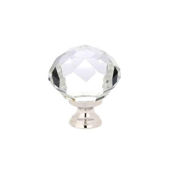 Crystal Round Knob, Polished Nickel, 1.25"
