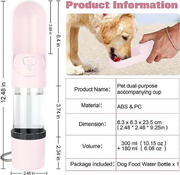 DOGNESS Portable Water Bottle for your Pet Leak Proof Travel Water Cup