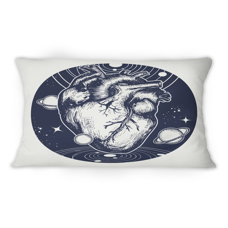 Coussin Heart in Space - imprimé rétro