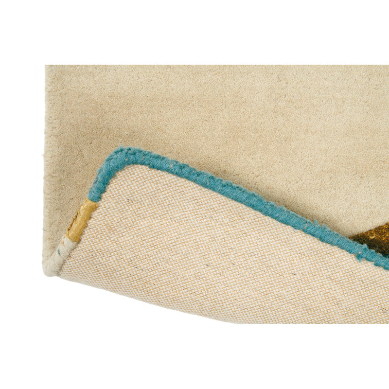 Hand Tufted Area Rug in Pink/Green, Rectangle 6'7" x 9'2"