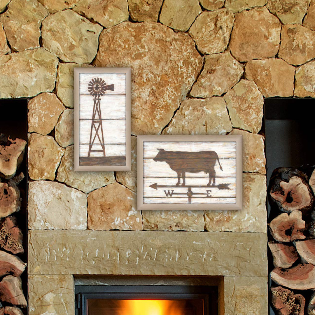 Country Bath Shelf 2-Piece Vignette Framed Wall Art for Home Wall Décor by Annie LaPoint Trendy Decor 4U