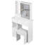 Petit meuble-lavabo de 29,2 po avec tabouret de bureau et tabouret rembourré à gauche 29,5 po, grande commande tactile, interrupteur tricolore, miroir à luminosité réglable, rangement à grande capacité, convient aux petits espaces-1621023109