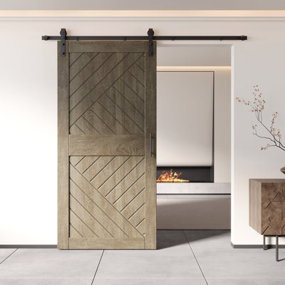 Porte de grange à motif géométrique non assemblé et fini 48 po x 84 po Homacer
