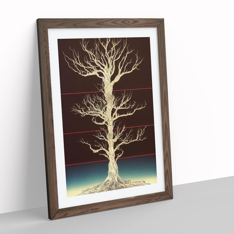 Amazing Tree - Wall Art, 48cm H x 36cm W, Walnut Framed Paper, White