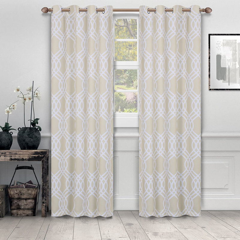 Paire de rideaux obscurcissant 100% polyester Écosse, L 52 po x L 84 po, Ivoire ivoire