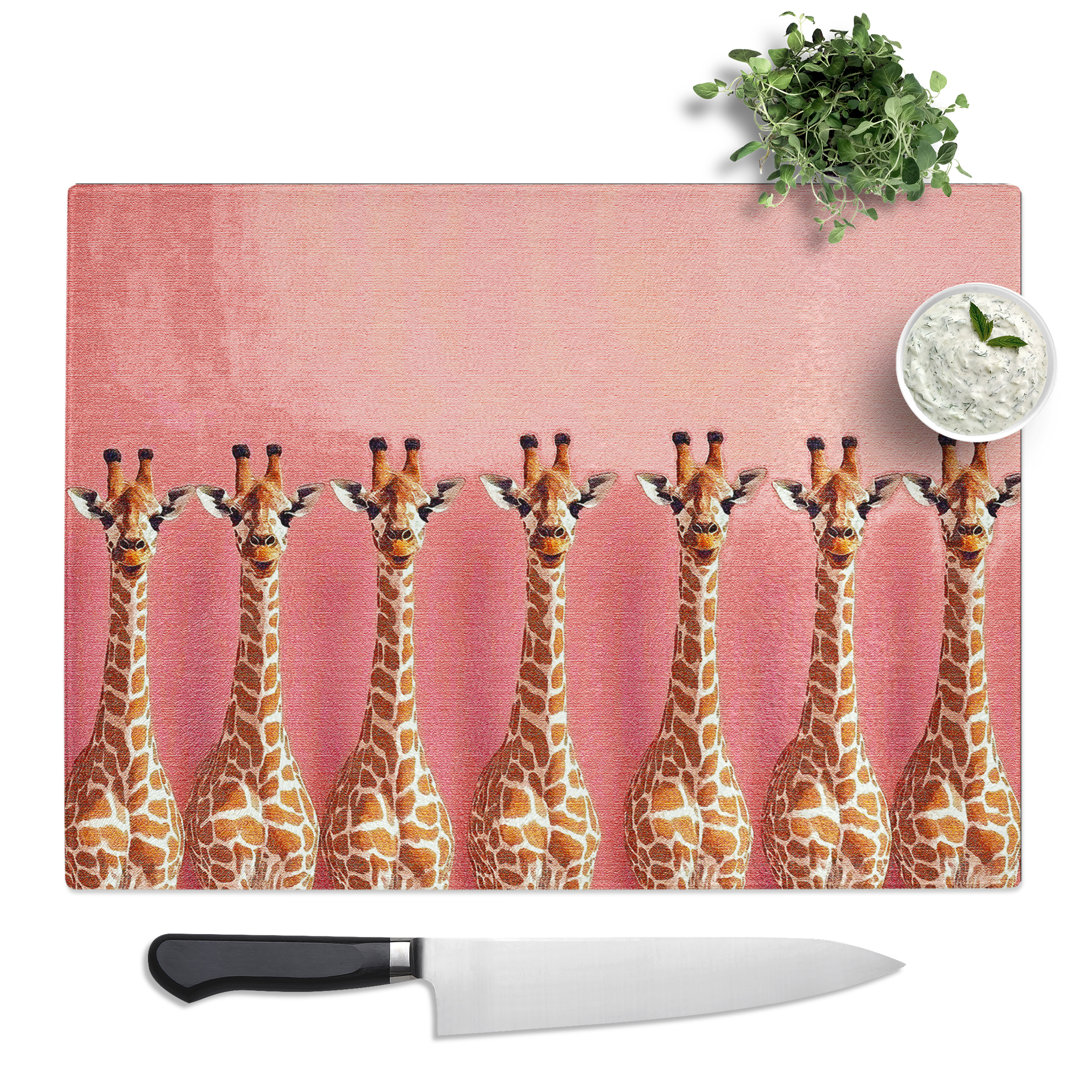 Giraffes  Glass Chopping Board