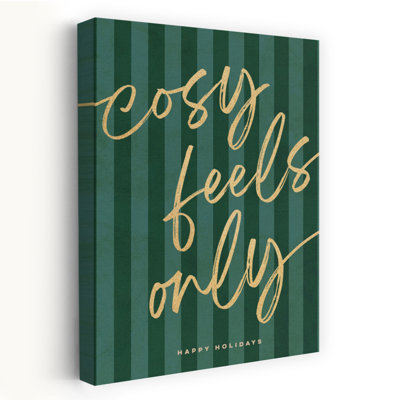Cosy Feels Happy Holidays Abstract Contemporary Wall Art Print by Dominique Vari - Wrapped Canvas Print