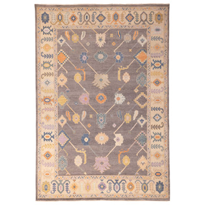 Modern Oushak Grey Rug 9'9" x 13'8"