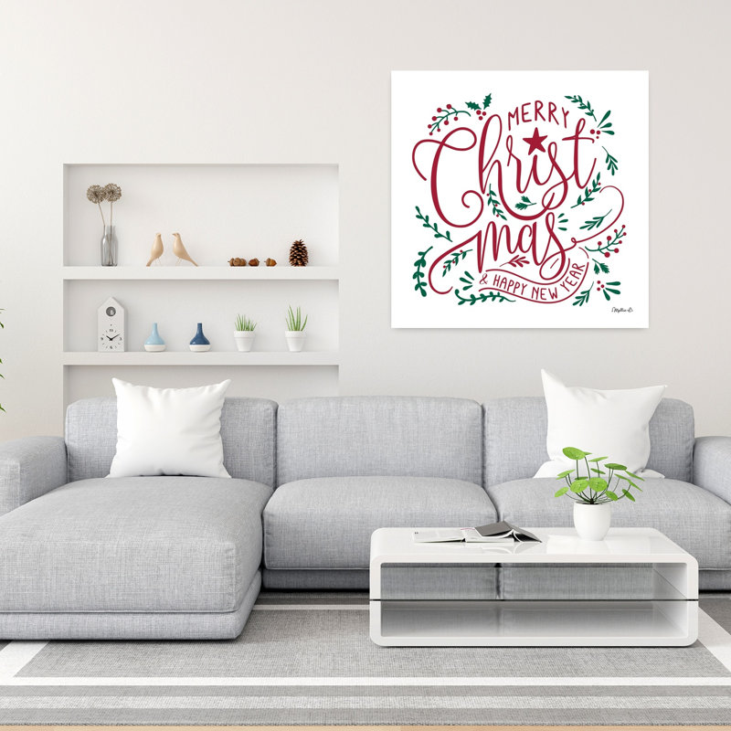 «Merry Christ-Mas I», art contemporain hivernal, H 36 po x l 36 po