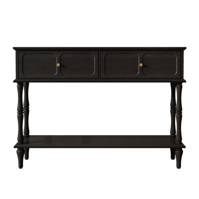 Mid-Century Console Table with 2 Drawers for Entry and Living Room,Black