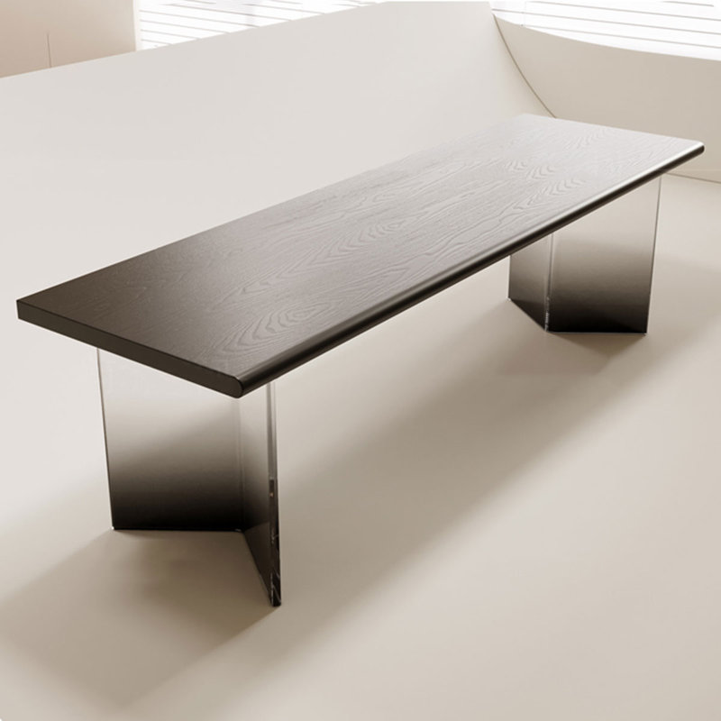 Bureau rectangulaire en bois massif noir et acrylique, H 29,53 po x l 62,99 po x P 23,62 po