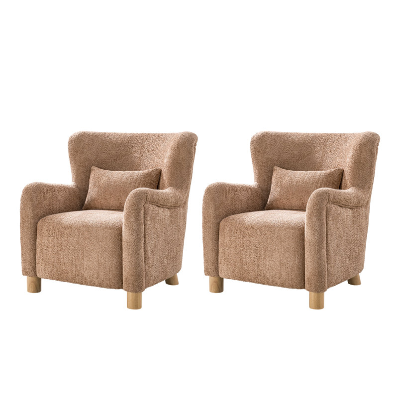 D’alouette Boucle Wingback Accent Chair, Clay