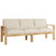  Ensemble de canapé modulaire d'extérieur 3 pièces avec structure et coussins en bois d'acacia, ensemble de conversation pour patio avec table basse, gris clair + teck