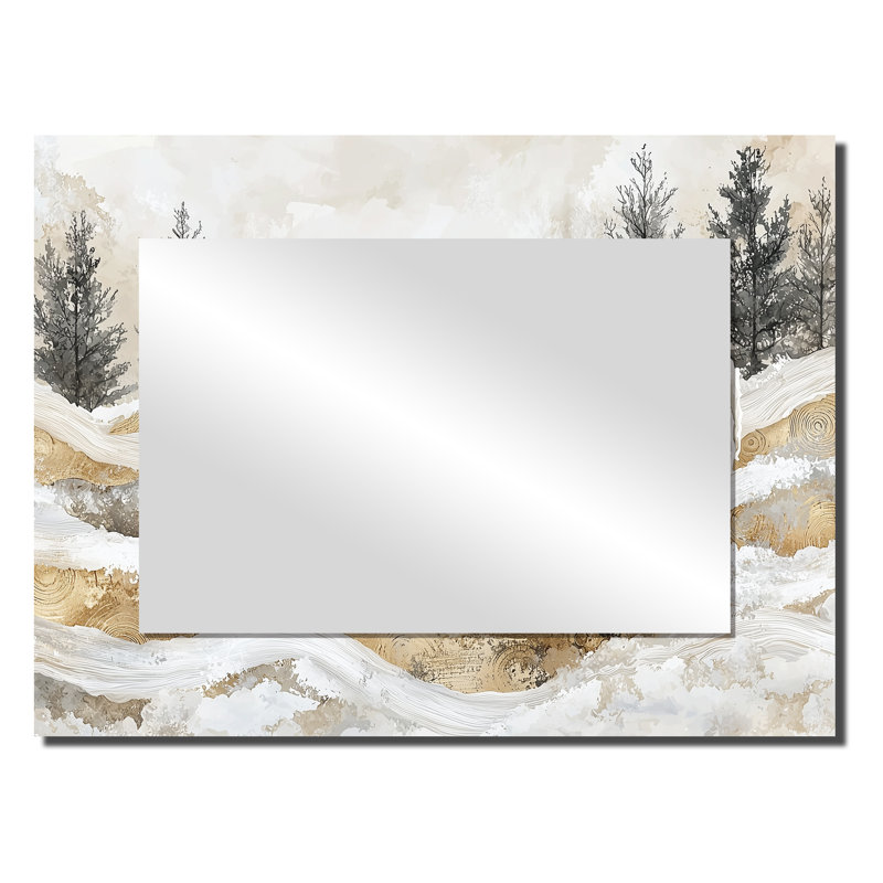 Mouton doré marbré dans un paysage d'hiver à la ferme I - Art mural miroir animaux - imprimé sur métal, 24 po x 32 po