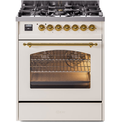 ILVE Nostalgie II Series 30 inch Dual Fuel Range with 5 Sealed Burners (Glass Door)