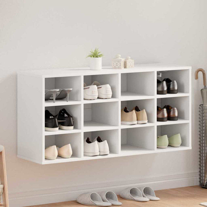 Shoe Cabinet With Shelf 103 X 30 X 51 Cm Engineered Wood, White