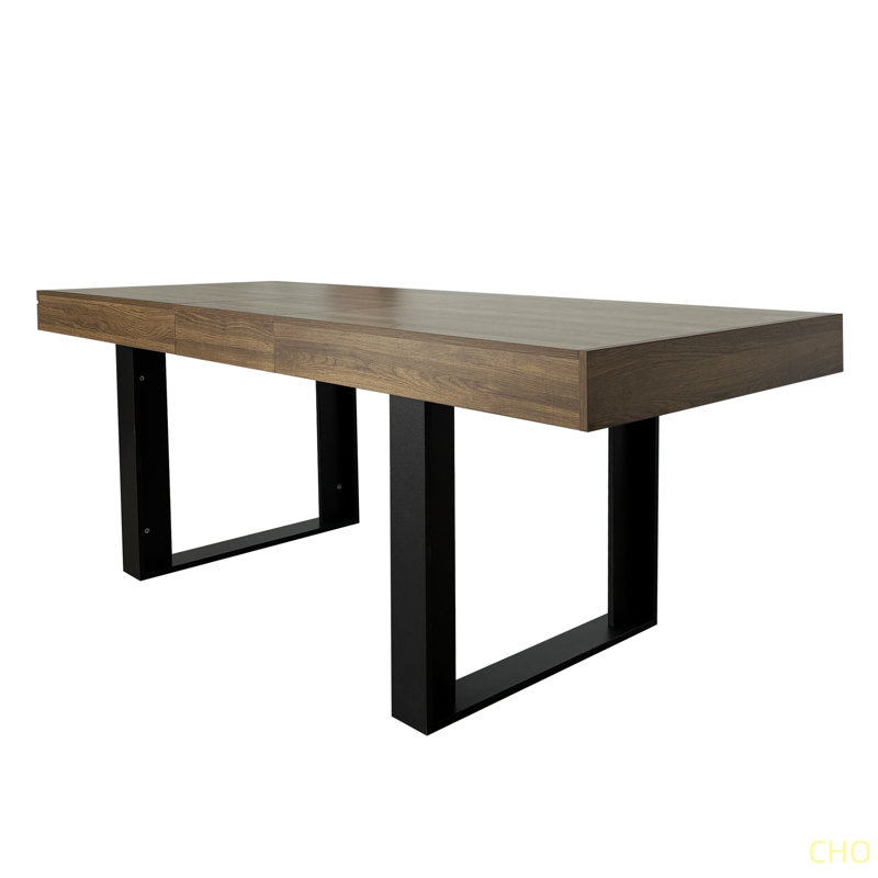 Table de salle à manger rectangulaire extensible pour 6 à 10 personnes en bois effet vieilli et 160 à 200 cm, Naturel
