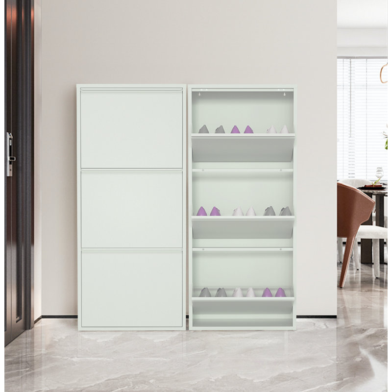 Metal Shoe Rack 3 Drawers, White