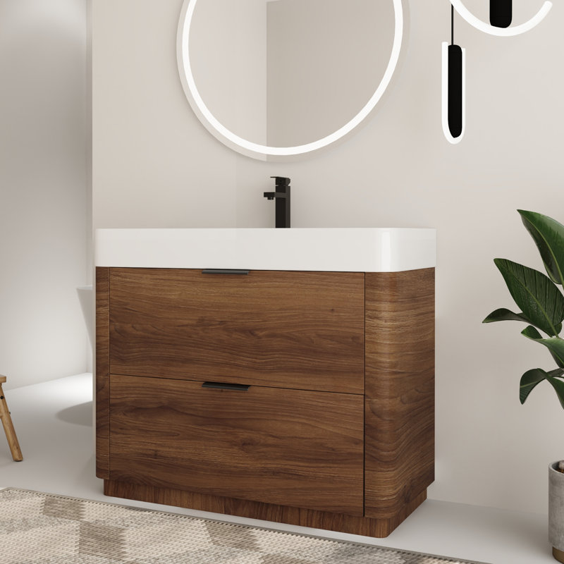Ensemble meuble-lavabo simple autoportant Halcyon 40'' avec comptoir en résine, 40"