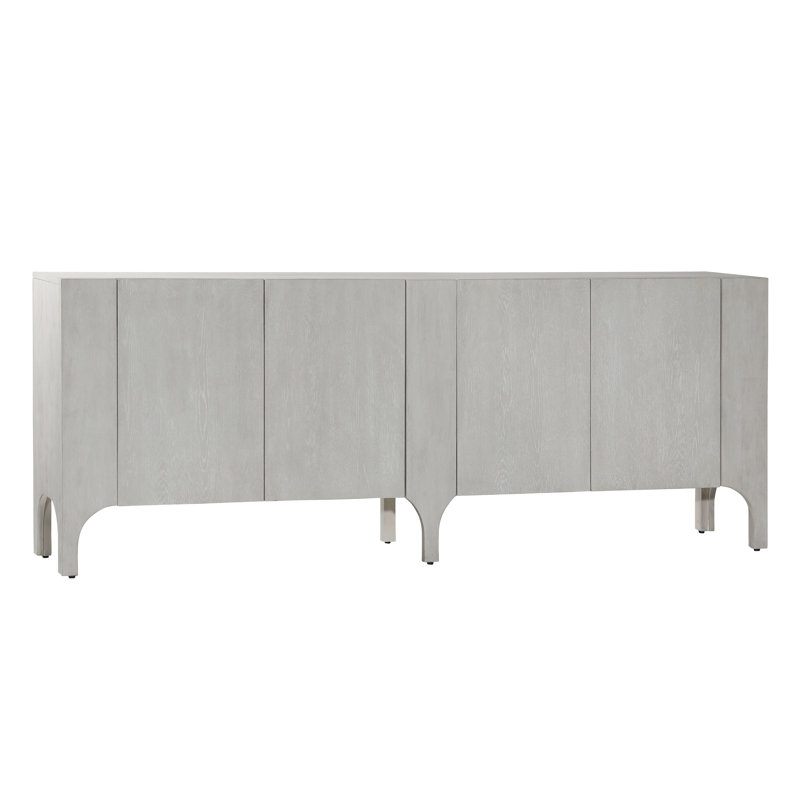 Maiya 88" Wide Rubberwood Sideboard, Light Gray Wash