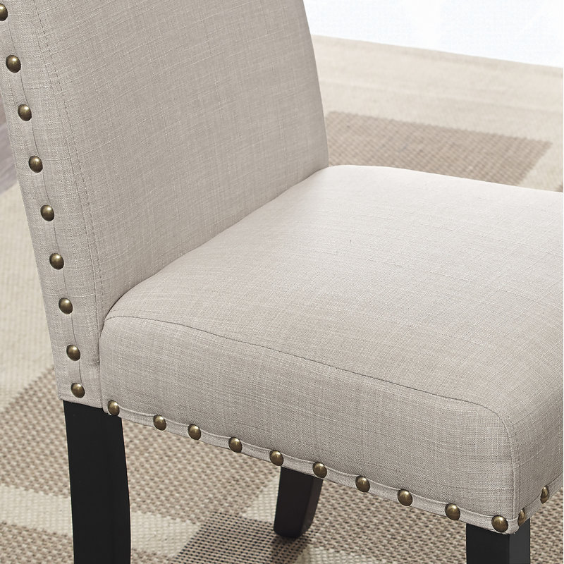 Carliana Fabric Counter Height Stools with Nailhead Trim, Set of 2, Counter Stool (25" Seat Height), Tan