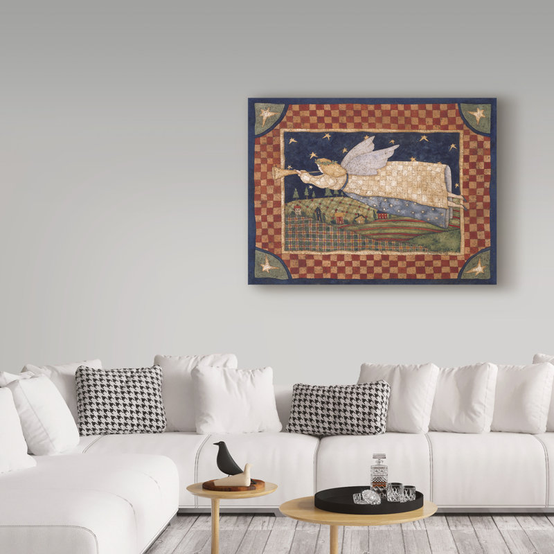 «Joy to The World with Angel» de Dodgens, reproduction de peinture acrylique sur toile tendue, H 14 po x l 19 po x P 2 po