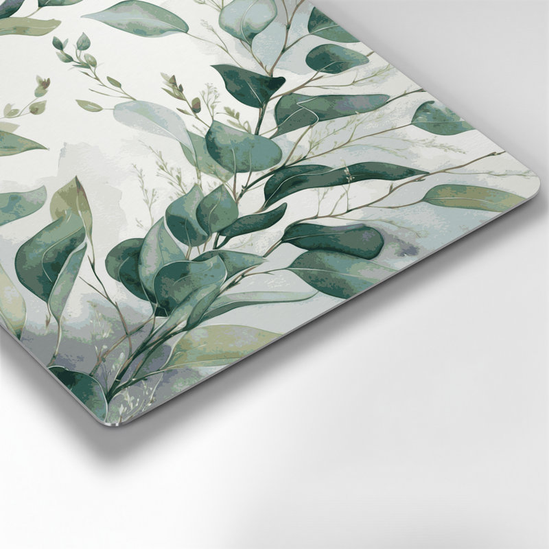 «Botanical Eucalyptus Beige», art mural en métal, H 96 po x l 96 po x P 0,05 po