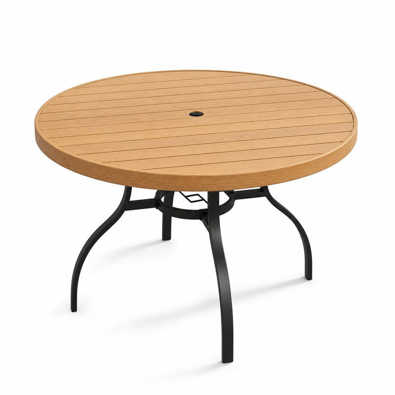 Steel Outdoor Dining Table ,, 28.6" H x 41" W x 41" D, Natural / Black