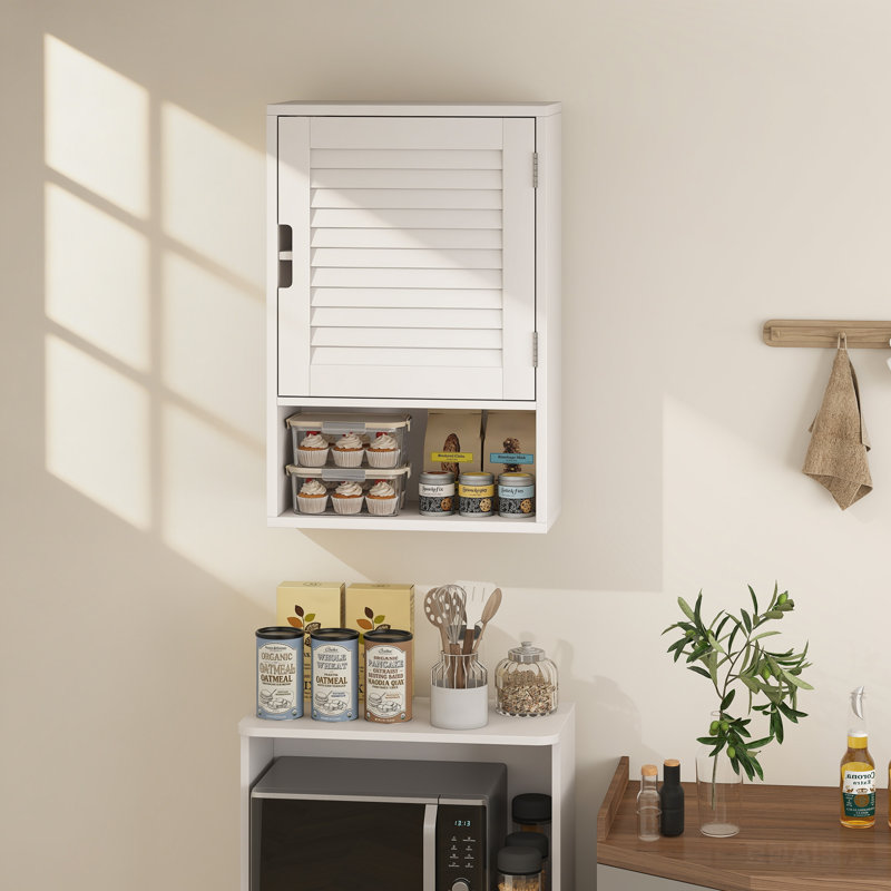 HOMCOM Bathroom Cabinet, Wall Mounted Cabinet with Adjustable Shelves, White
