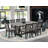 Modern Dining Set - A Dining Table with Trestle Base and Linen Fabric Kitchen Chairs with High Back-255592811-255592810