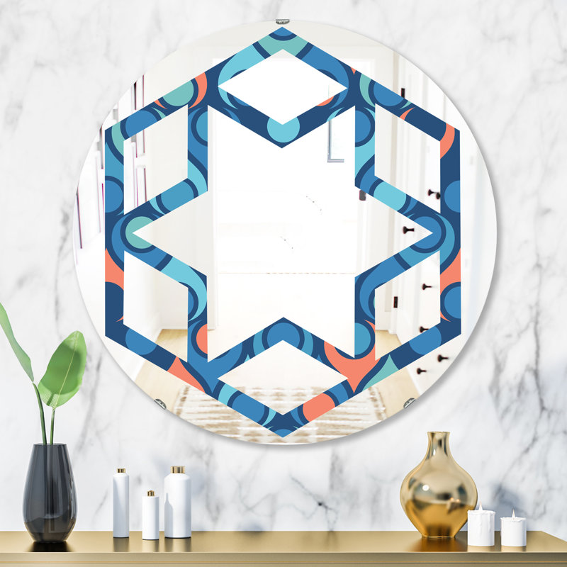 Miroir mural hexagonal star abstract gouttes x, H 31,5 po x l po