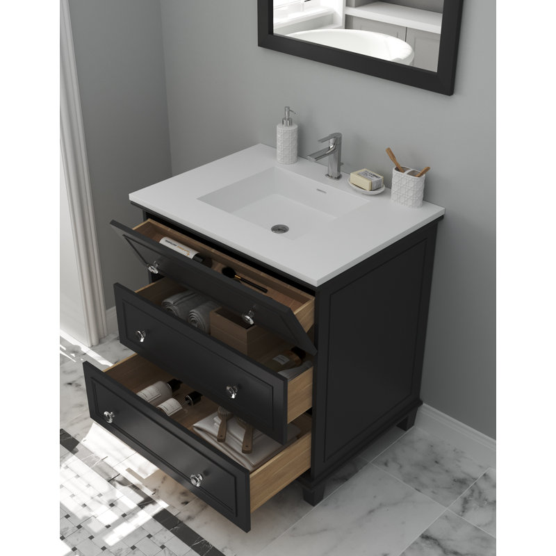 Ensemble de meuble-lavabo simple 30 po Medina, Blanc mat, Espresso