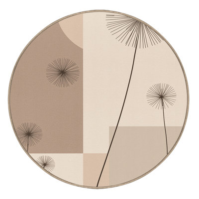 Tapis beige pissenlit minimaliste transparent lavable à la machine - reliure beige