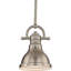 Abbie-J 1-Light Indoor Brushed Nickel Downrod Mini Pendant with 6.5"W Bell-Shaped Bowl-1703105615-1703105600
