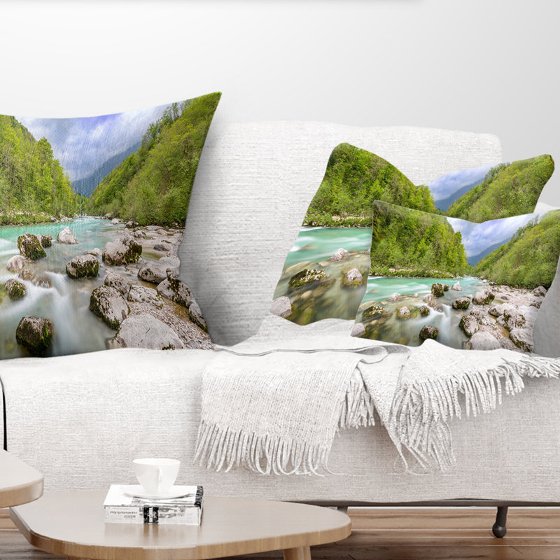 Coussin lombaire en cascade avec paysage imprimé