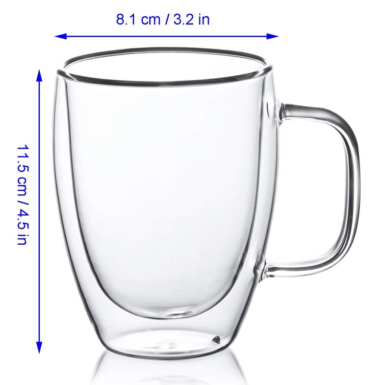 Waldy Double Glass Wall Coffee Mugs with Handles Ebern Designs Capacity: 5