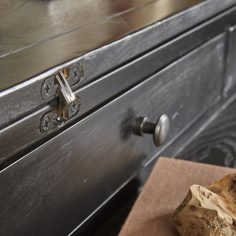 Bureau en bois massif avec rehausse Brileigh, Noir
