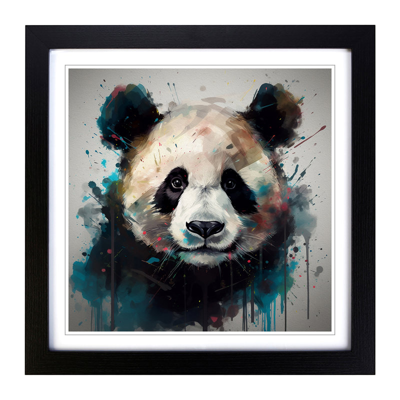 Panda Abstract Art No.1 - Framed Print, Black