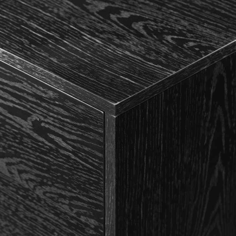 Meuble télé minimaliste à 2 portes avec rangement ouvert, Noir, L 70 po