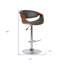 24" Grey And Silver Solid Wood Swivel Low Back Adjustable Height Bar Chair