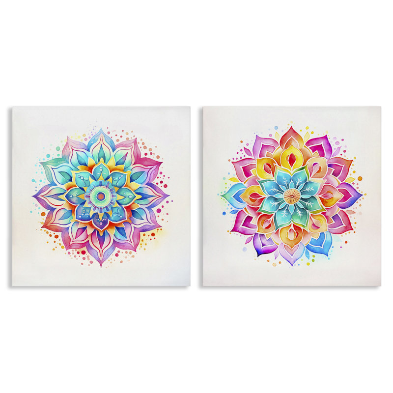  «Bright Boho Mandalas», ensemble de 2 toiles murales par Andrea Haase, H 17 po x l 17 po